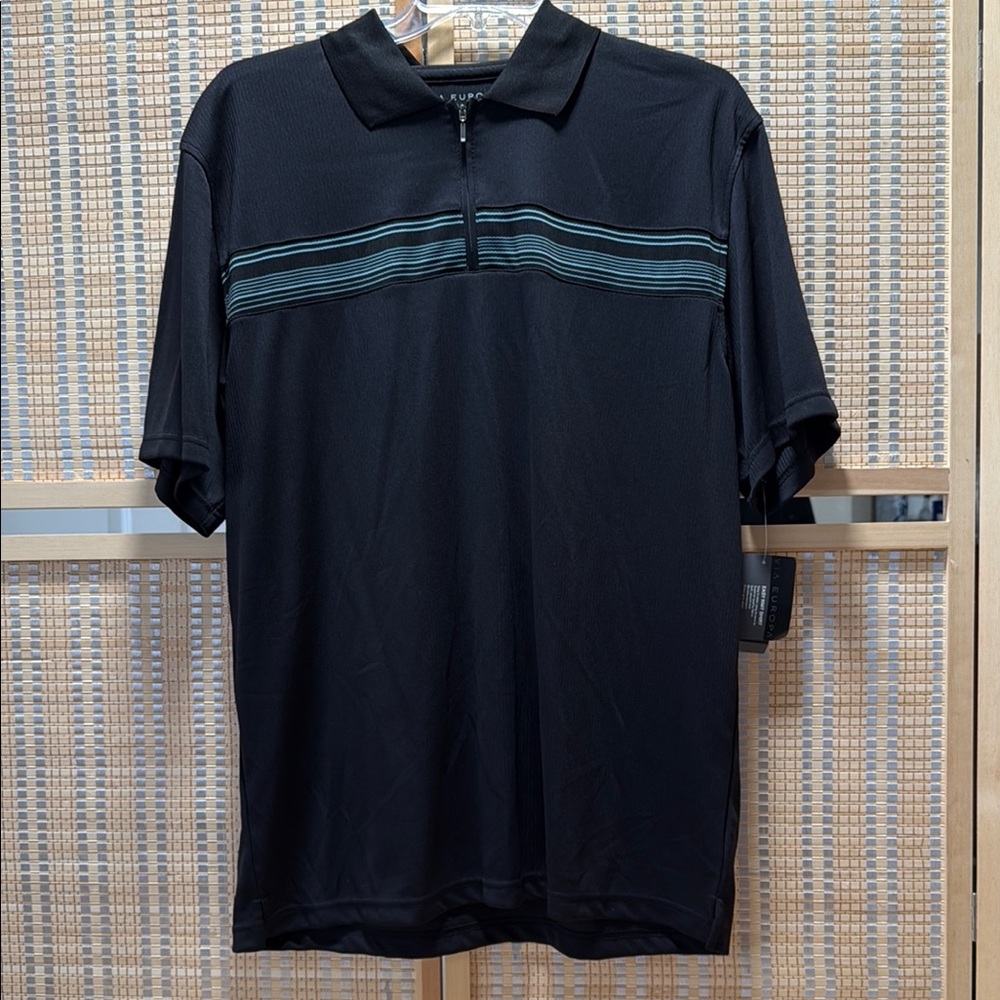 Classic Black and Green Polo Shirt with Short Sleeves